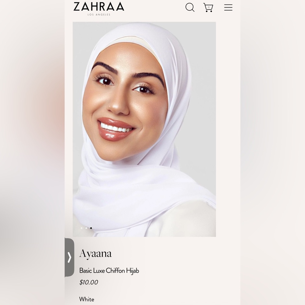 Zahraa White Chiffon Hijab